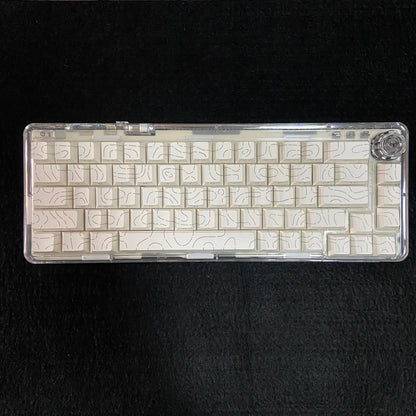 Contour Lines Translucent Keycaps Side Engraving Cherry Profile Black White Key Cap 60 70 80 90 100 Layout Mechanical Keyboard