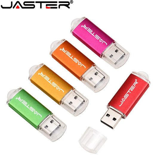JASTER High-speed USB 2.0 Flash Drive Mini Plastic Pendrive 128MB 4GB 16GB 32GB 64GB 128GB with Keychain Memory Stick Pen Drive