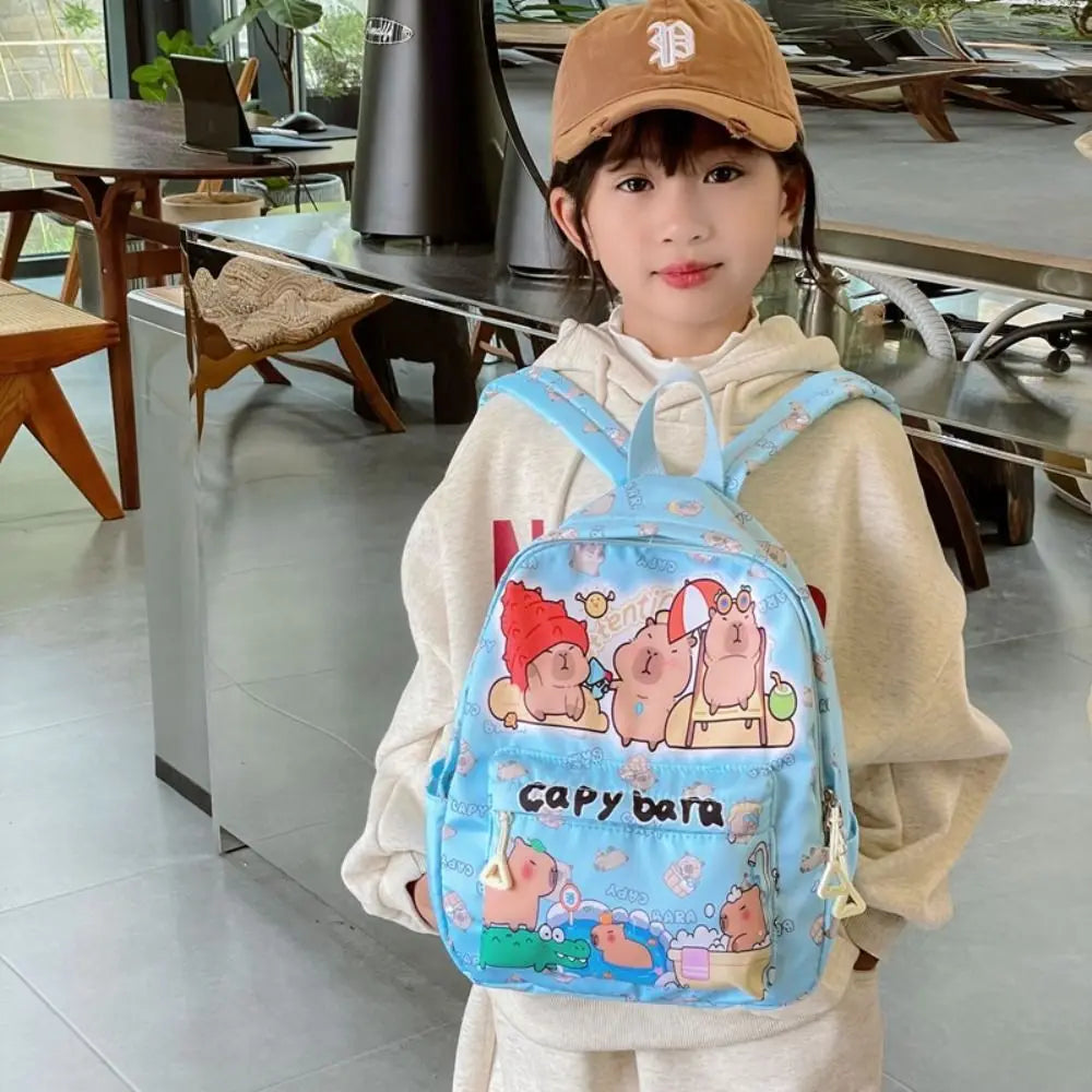 Cute Large Capacity Capybara Backpack, Cartoon Breathable Student Schoolbag, Nylon Ultra-light Book Bag, Back to school Girl