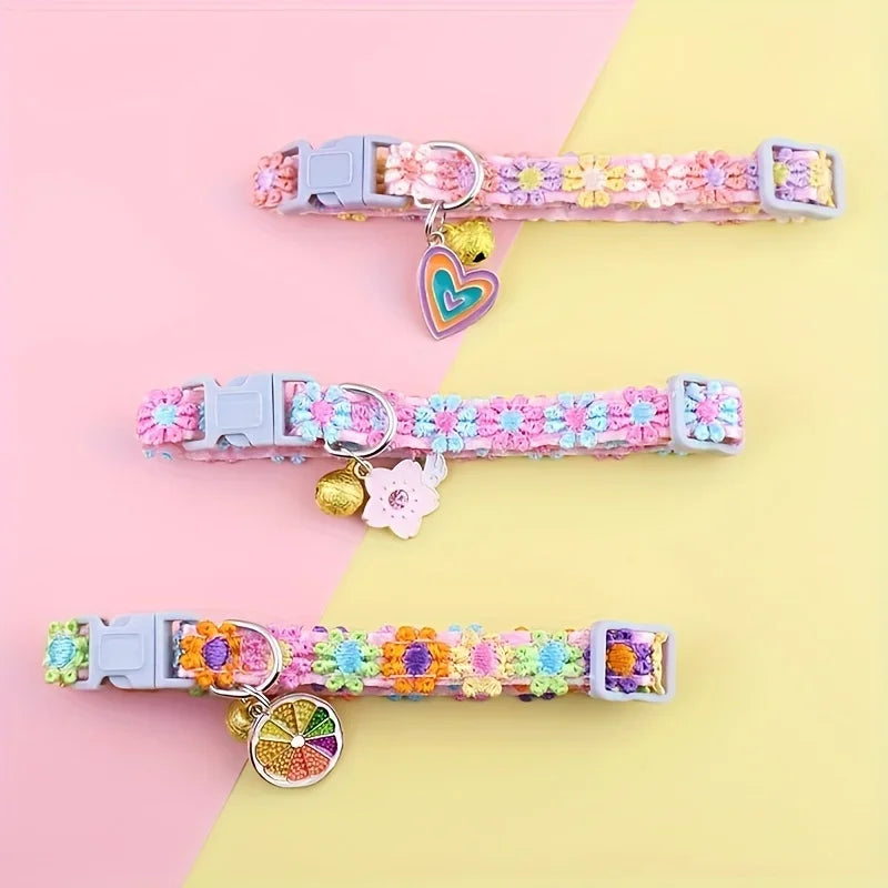 1Piece Adjustable Cat Collar With Pendant Lace Pet Collar Suitable For Small Cats and Dogs Cat Collar Personalized Accessories