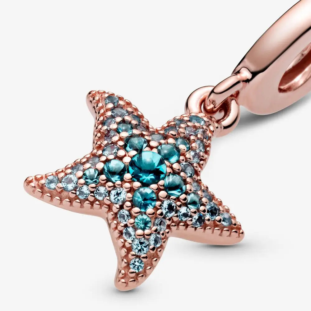 Sterling Silver Hot Sale  Ocean World Series Sea Turtle Starfish Little Crab Octopus Fashion Bead Fit Lady Bracelet DIY Jewelry
