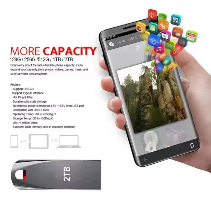 2026 Metal Flash Drives U Disk 2TB USB 3.2 High Speed Pendrive Portable Usb Drive Waterproof Memoria Usb Drive Memory new