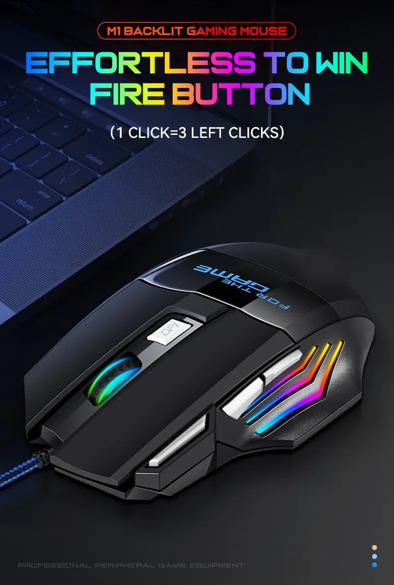 New Hyperspeed USB Gaming Mouse, RGB Backlit Ergonomic Game Mice, 7D Esports Wired Mouse for Laptop PC Gamer