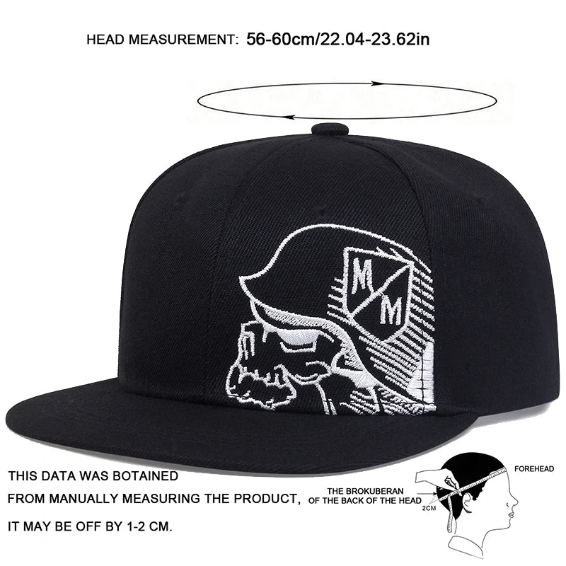 Unisex Skeleton Embroidery Baseball Cap Women Outdoor Sports Flat Hats Men Fashion Men Hip Hop Snapback Caps Sunscreen Hat