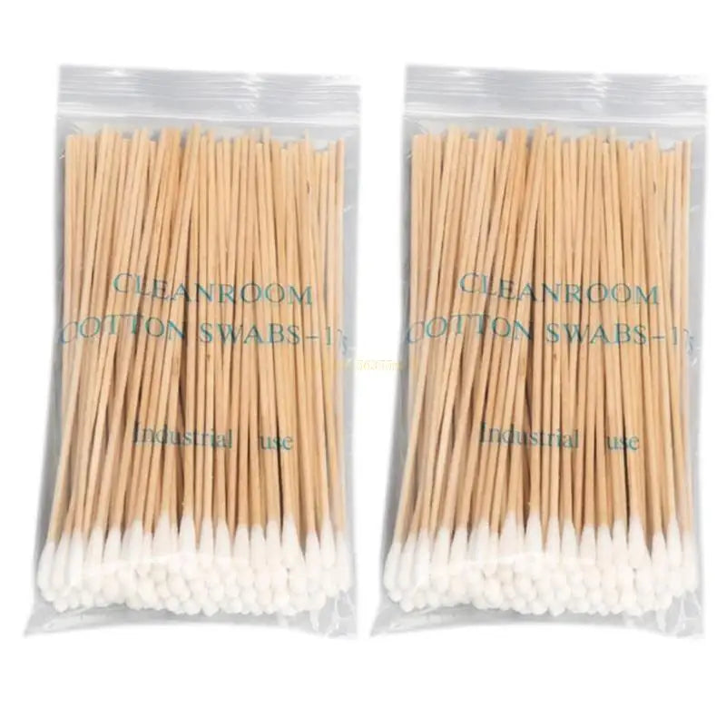 100/200Pcs, Swabs, 6'' Long Wood Handle Sturdy Cotton Applicator, Swab Q-tip, Natural Cotton Swabs