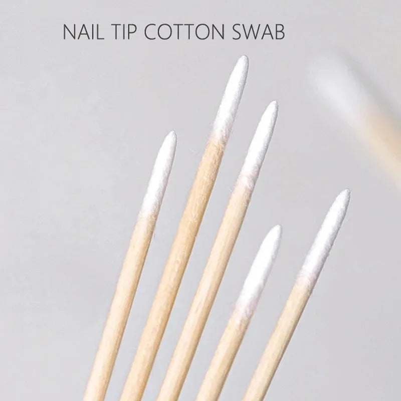 500/300/100Pcs Nails Wood Swab Clean Sticks Bud Tip Wooden Cotton Head Detail Corrector Manicure Nail Polish Remover Art Tool