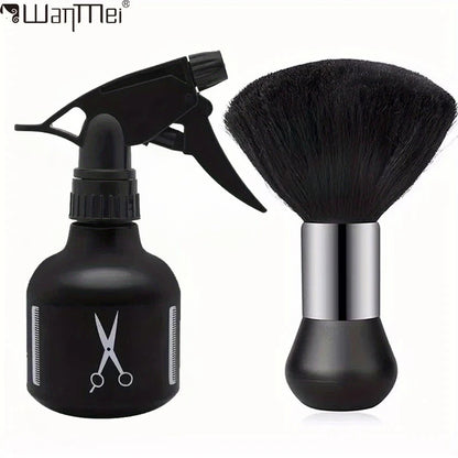 Professional Barber Kit Hairdresser Tool Set - Neck Duster, Water Spray Bottle, Cleaning Brush for Hair Styling Salon & Home Use