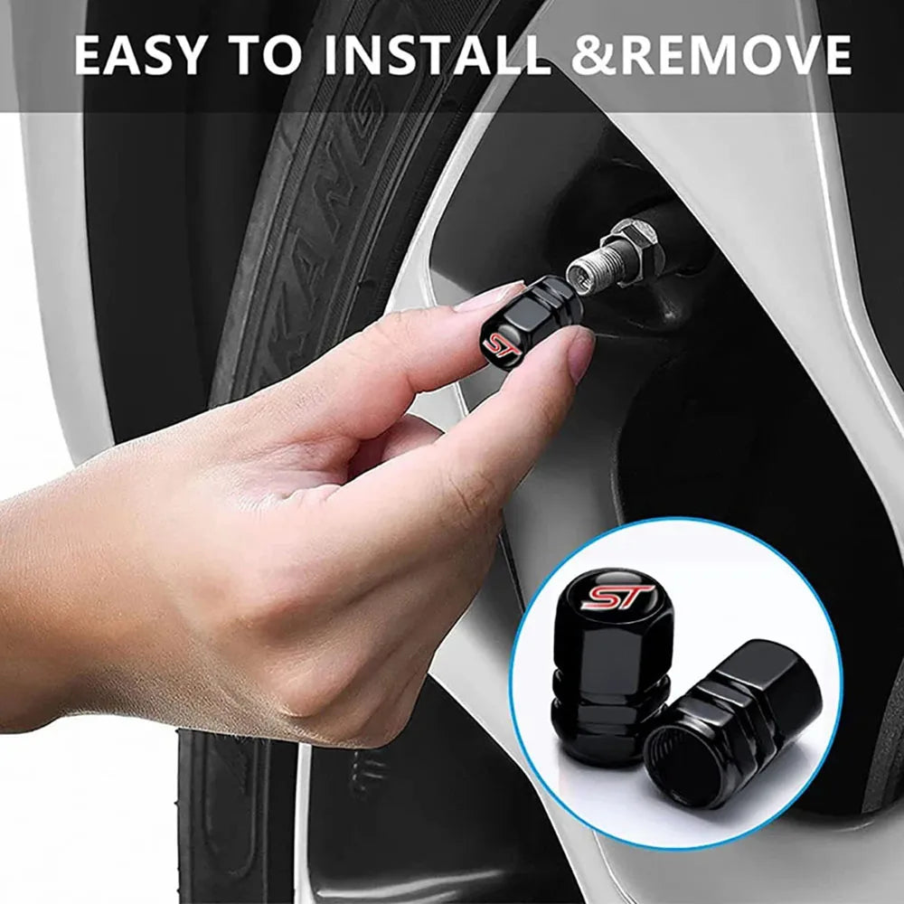 4Pcs/set High Quality Car Valve Caps Stem Case Covers For ST Line Accessories Wheel Valve Dust Caps Tyre Rim Stem Cover For Ford