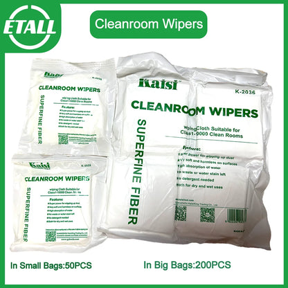 KAISI 50pcs 200pcs Anti Static LCD Cleaning Cloth 9*9 Lint Free Polyester Cleanroom Dust-free Cloth Phone LCD Screen Repair Tool