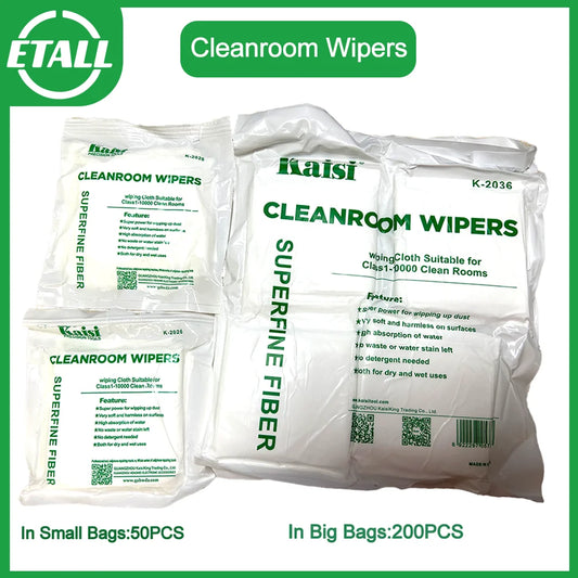 KAISI 50pcs 200pcs Anti Static LCD Cleaning Cloth 9*9 Lint Free Polyester Cleanroom Dust-free Cloth Phone LCD Screen Repair Tool