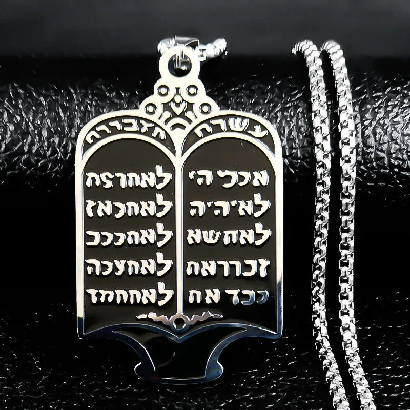 Hebrew Scripture Mezuzah Pendant Necklace for Women/Men Stainless Steel Silver Color Jewish Necklaces Jewelry chain man