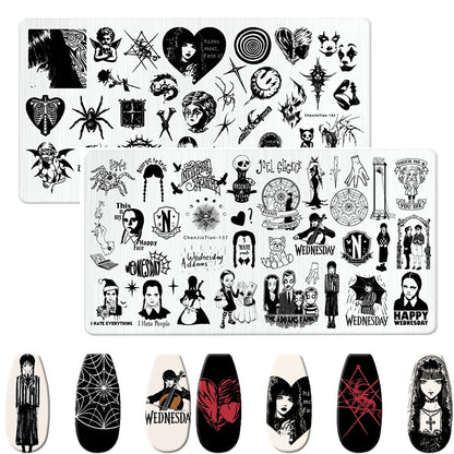 RJ Halloween Nail Stamping Plates, Beautiful zombie Festival Pattern Nail Art Image Plates, Stainless Steel Nail Art Plate Stencil