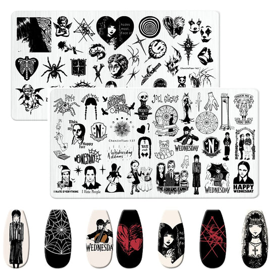 RJ Halloween Nail Stamping Plates, Beautiful zombie Festival Pattern Nail Art Image Plates, Stainless Steel Nail Art Plate Stencil