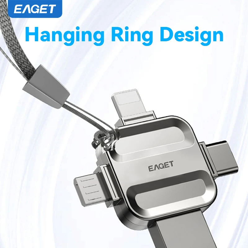 Eaget 4 in 1 Mini USB Flash Drive USB Type C Mirco B Lighting to USB 3.2 Pendrive USB Memories Stick for Phones PC Laptops