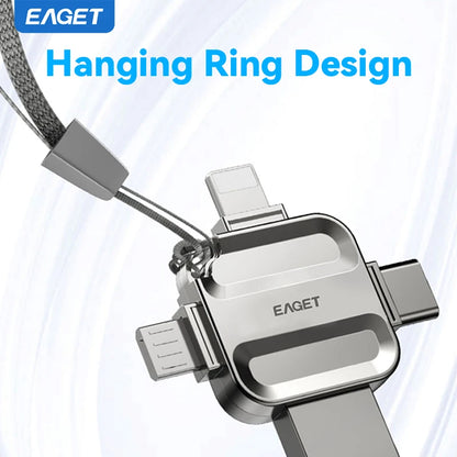 Eaget 4 in 1 Mini USB Flash Drive USB Type C Mirco B Lighting to USB 3.2 Pendrive USB Memories Stick for Phones PC Laptops
