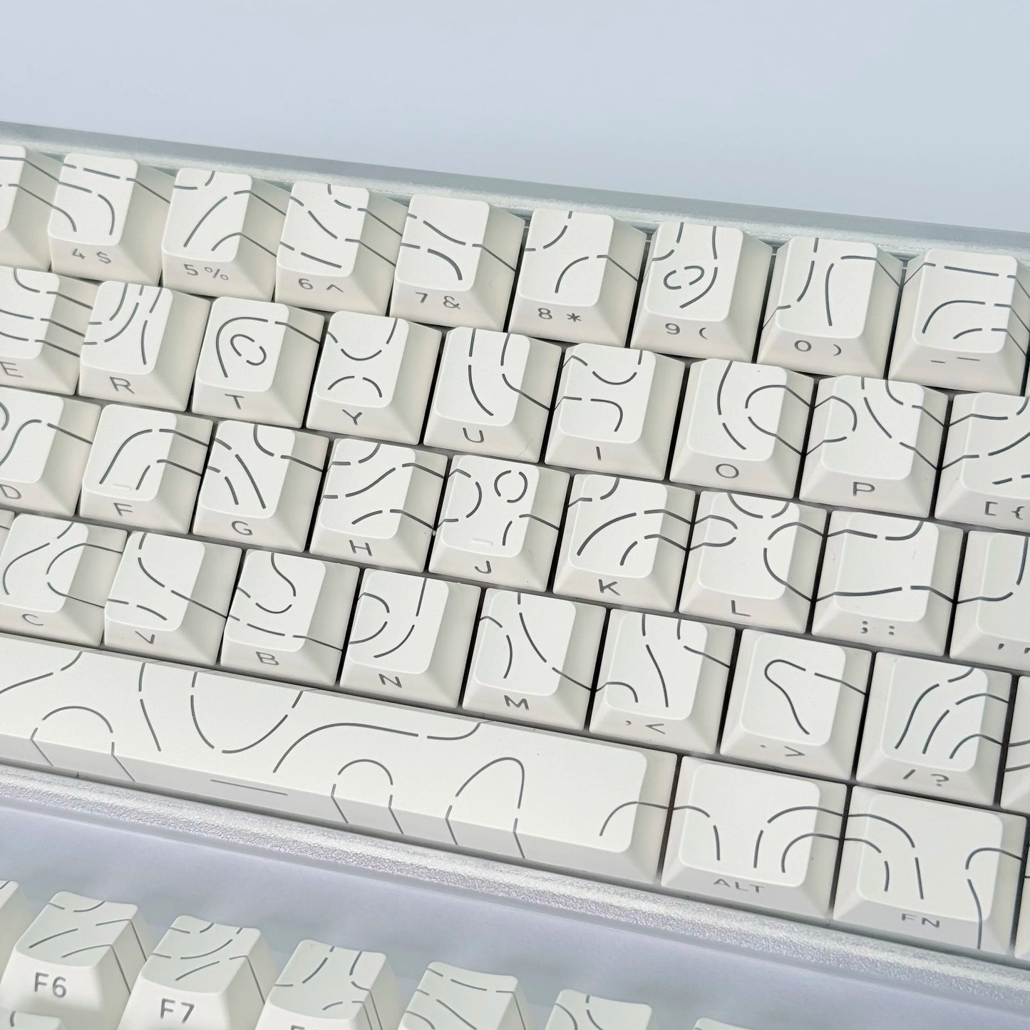 Contour Lines Translucent Keycaps Side Engraving Cherry Profile Black White Key Cap 60 70 80 90 100 Layout Mechanical Keyboard