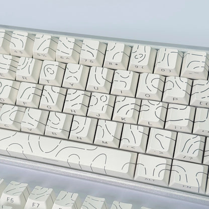 Contour Lines Translucent Keycaps Side Engraving Cherry Profile Black White Key Cap 60 70 80 90 100 Layout Mechanical Keyboard