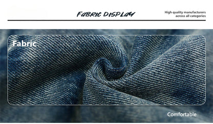 American Lightning Crack Black Grey Jeans, Men's Straight Tube Loose Wide Leg Shorts, Y2k Street Hip Hop Sevens