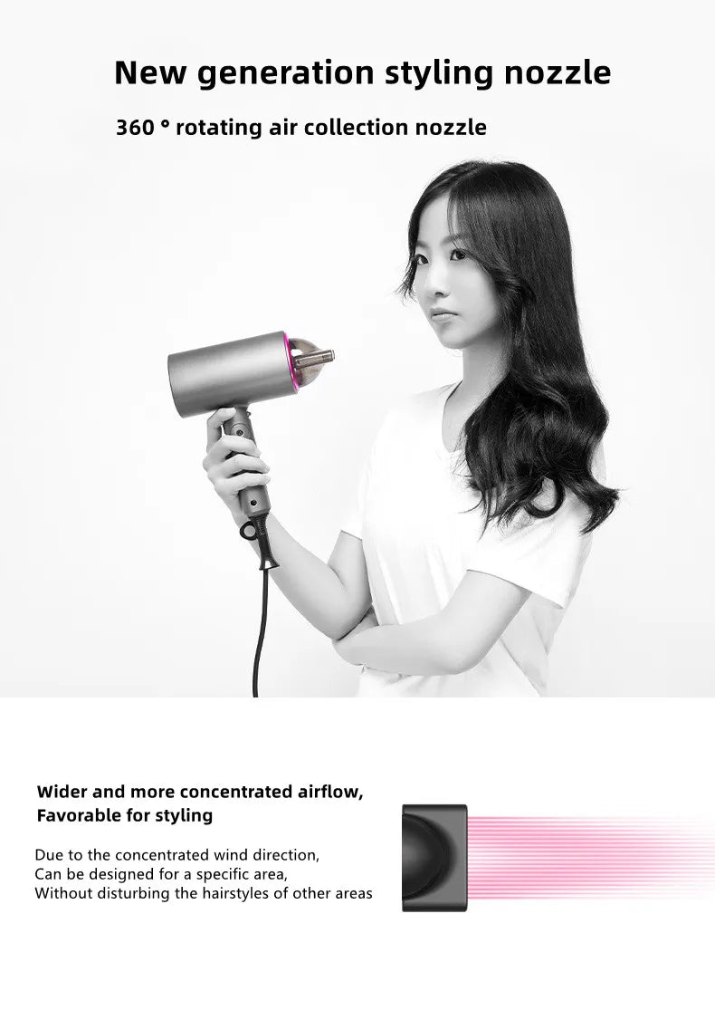 Popular Foldable Hair Dryer 1800W Blue Light Negative Ion Super Silent US/EU/UK Plug 110V/220V Home Barber Recommended