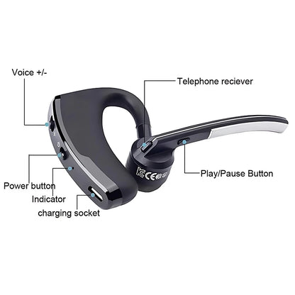 New V8 Wireless Bluetooth Single Earphone With HD Mic Stereo Headset, Handsfree Call Business Headphone For Sports Driving Travel