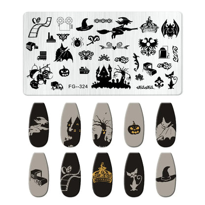 RJ Halloween Nail Stamping Plates, Beautiful zombie Festival Pattern Nail Art Image Plates, Stainless Steel Nail Art Plate Stencil