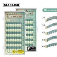 GLAMLASH Colored Lashes Lake Blue/Lavender/Cinnamon/Dark Green/Matcha Grey Individual Natural False Colorful Eyelash Extension
