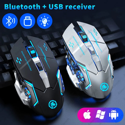 Rechargeable Wireless Gaming Mouse Silent Bluetooth USB Mechanical E-Sports Backlight PC Gamer Mouse For Computer