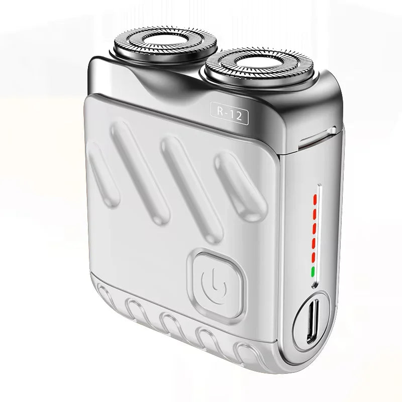 Mini Electric Shaver Dual Head Waterproof Type-C Rechargeable Shaver Travel Rotary Razor Men's Portable Hair Beard Trimmer Tool