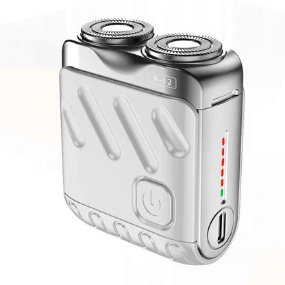 Mini Electric Shaver Dual Head Waterproof Type-C Rechargeable Shaver Travel Rotary Razor Men's Portable Hair Beard Trimmer Tool