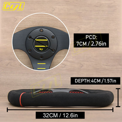 12.5-inch 320mm Universal D-Shaped Suede Leather Steering Wheel Sim Racing Sports Game Steering Wheel