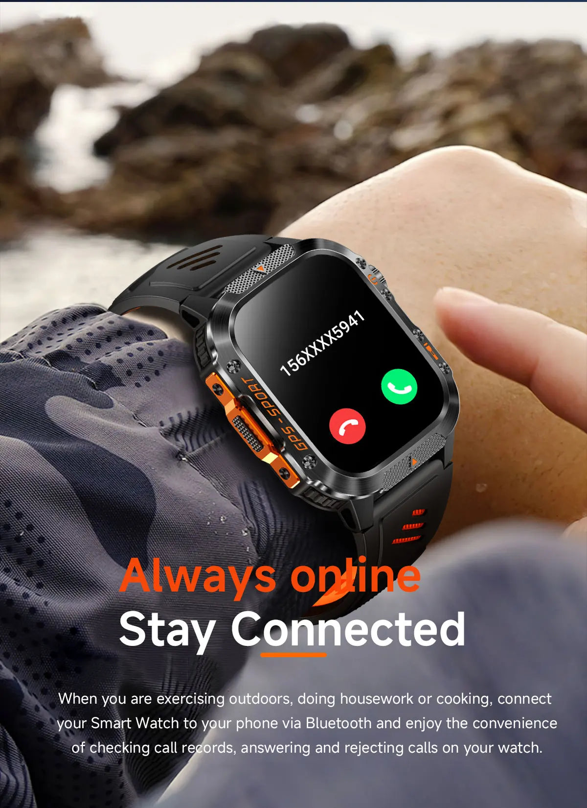 2025New GPS Smart Watch For Xiaomi IOS Military Compass Flashlight Smartwatch Men 10ATM Waterproof 100+Sport Modes BT Call Watch