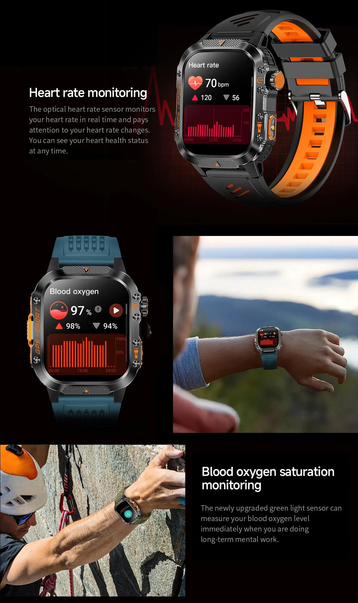 2025New GPS Smart Watch For Xiaomi IOS Military Compass Flashlight Smartwatch Men 10ATM Waterproof 100+Sport Modes BT Call Watch