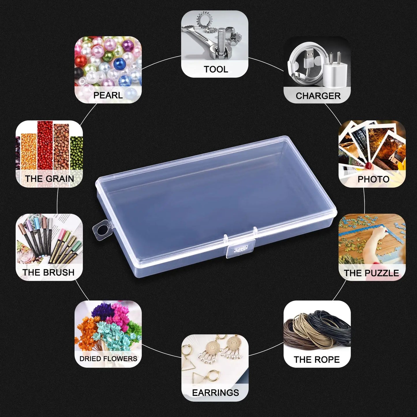 Plastic Transparent Storage Box Jewelry Beads Container Jewelry Tools Accessories Box Small Items Sundries Organizer Case