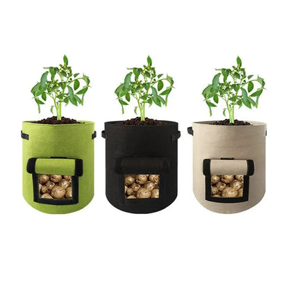 1Pc, Felt Potato Planting Bag, Large Diameter Vegetable Plant Seedling Bag, Non-Woven Felt Potato Growing Bucket