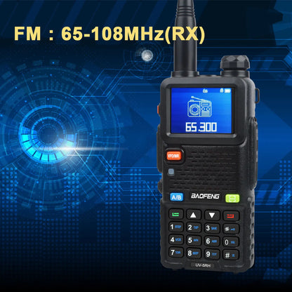 Baofeng UV-5RH Tri-band Walkie Talkie UHF 400-520MHz VHF136-174MHz 200-260MHz Wireless Fast Copy One Channel 7W 999Ch FM Radio
