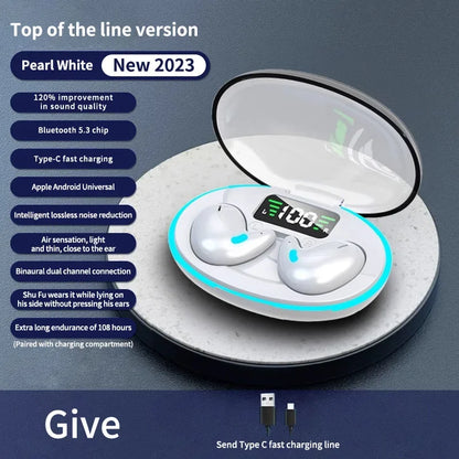 Sleep Wireless Earphone TWS Bluetooth 5.3 Headphones Hidden Earbuds IPX5 Waterproof Noise Reduction Sports Headset