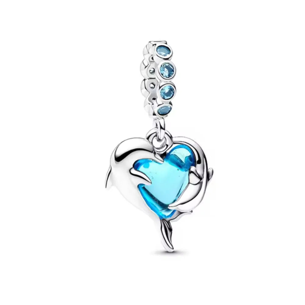 New 925 Silver Octopus crab Charm Bead Sea turtle starfish Seahorse dolphin Pendant Fit Original Bracelet Women DIY Jewelry Gift