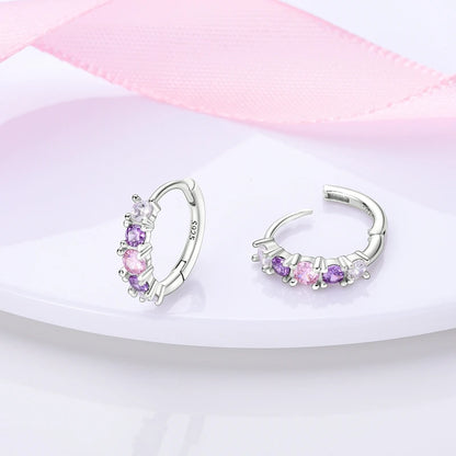 925 Sterling Silver Colored Zirconium Stars Hoop Earrings For Women Jewelry, Anniversary WeddingMaking Jewelry Gift