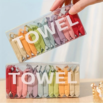 14Pcs/box, Disposable Washcloth, Portable Travel Towel, Thickened Compressed Face Cleansing Beauty Square Towel