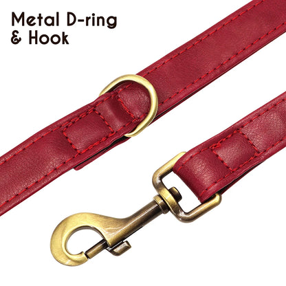 Customized Leather Dog Collar Leash Set, Soft Padded Leather Collar For Small Medium Large Dogs With Free Engraved Nameplate