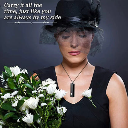 Cremation Jewelry Urn Necklace for Pet Ashes for Men Women, Keepsakes for Small Animal Ashes, Stainless Steel Memorial Bar Pendant Necklaces