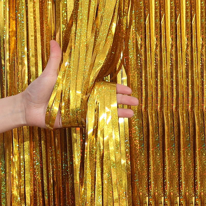 2/3M Party Background Wedding Decoration Foil Fringe Curtain Sequin Bachelorette Photo Backdrop Wall Curtain Birthday Baby Shower
