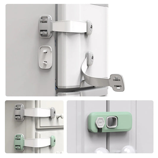 Refrigerator Door Lock, Child Kids Proof Safety Cabinet Locks, Straps, Safe Quick Baby Proofing Latches for Drawers Freezer