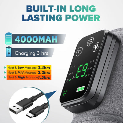 3-in-1 Heated Vibration Massager for Knee, Shoulder, and Elbow - 3 Heat Levels, 3 Vibration Modes, Non-Slip Wrap Design