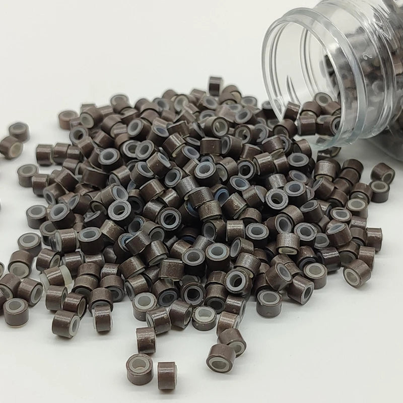 1000Pcs, Hair Extentions Micro Rings Links Beads, 5mm Silicone Lined Beads for Human Hair Extensions Tool-Multi-colored