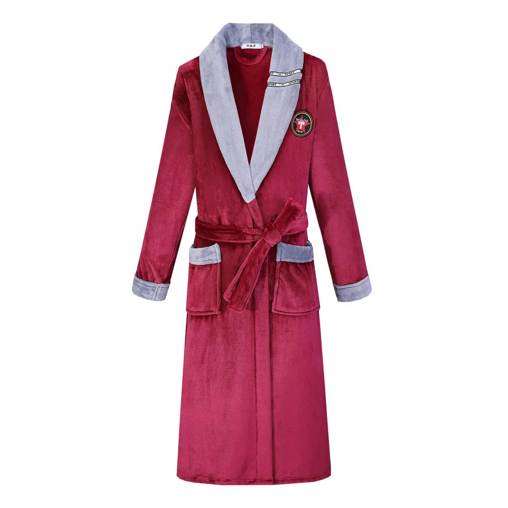 Plus Size Thick Flannel Men Robe Kimono Bathrobe Gown Coral Fleece Sleepwear Home Clothes Autumn Winter Nightwear Lounge Wear
