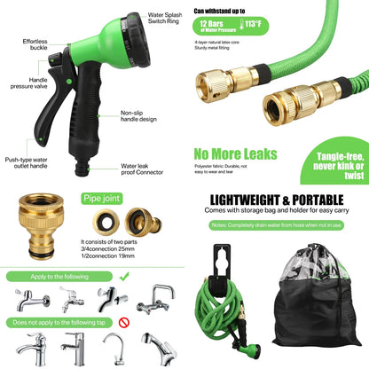 Garden Water Hose Expandable Double Metal Connector High Pressure PVC Reel Magic Water Pipes for Garden Farm Irrigation Car Wash