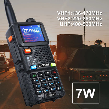 Baofeng UV-5RH Tri-band Walkie Talkie UHF 400-520MHz VHF136-174MHz 200-260MHz Wireless Fast Copy One Channel 7W 999Ch FM Radio