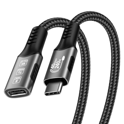 8K USB C 4 Extension Cable, Fast Charging Cable Extender, Male to Female Type C UHD Video 40Gbps 240W PD3.1 with Thunderbolt 4/3