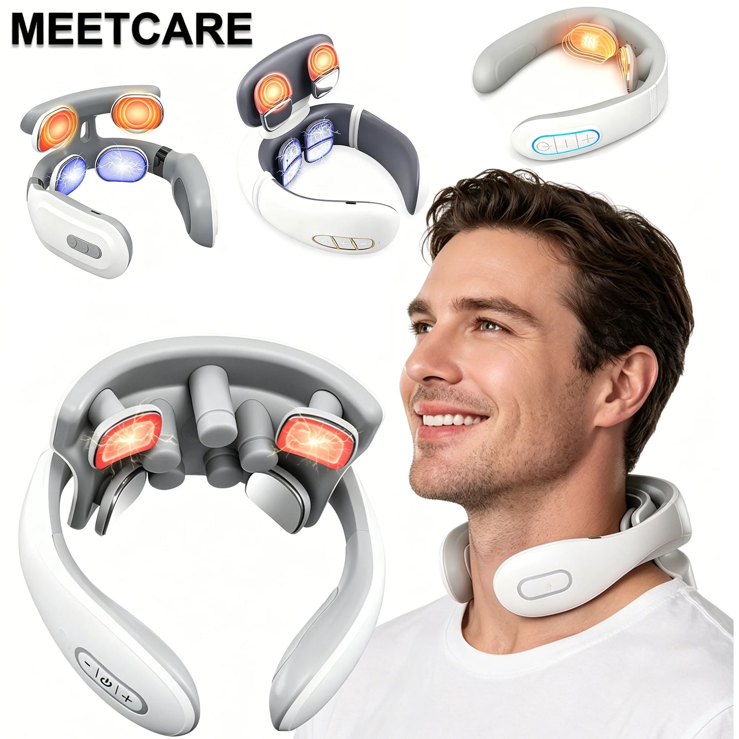TENS Pulse Back Neck Massage 4 Modes EMS Electric Smart Shoulder Cervical Massager Relaxation Muscle Beating Health Care Tool